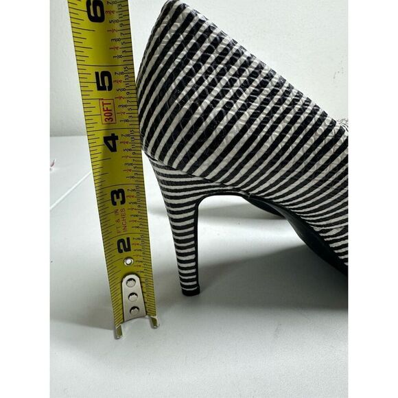 Seychelles Womens Black White Striped Leather Pointed Toe Heels Pumps Shoes 8 - Picture 5 of 10